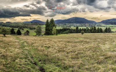 autumn sunset on chain of Puys