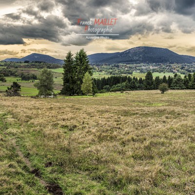 autumn sunset on chain of Puys